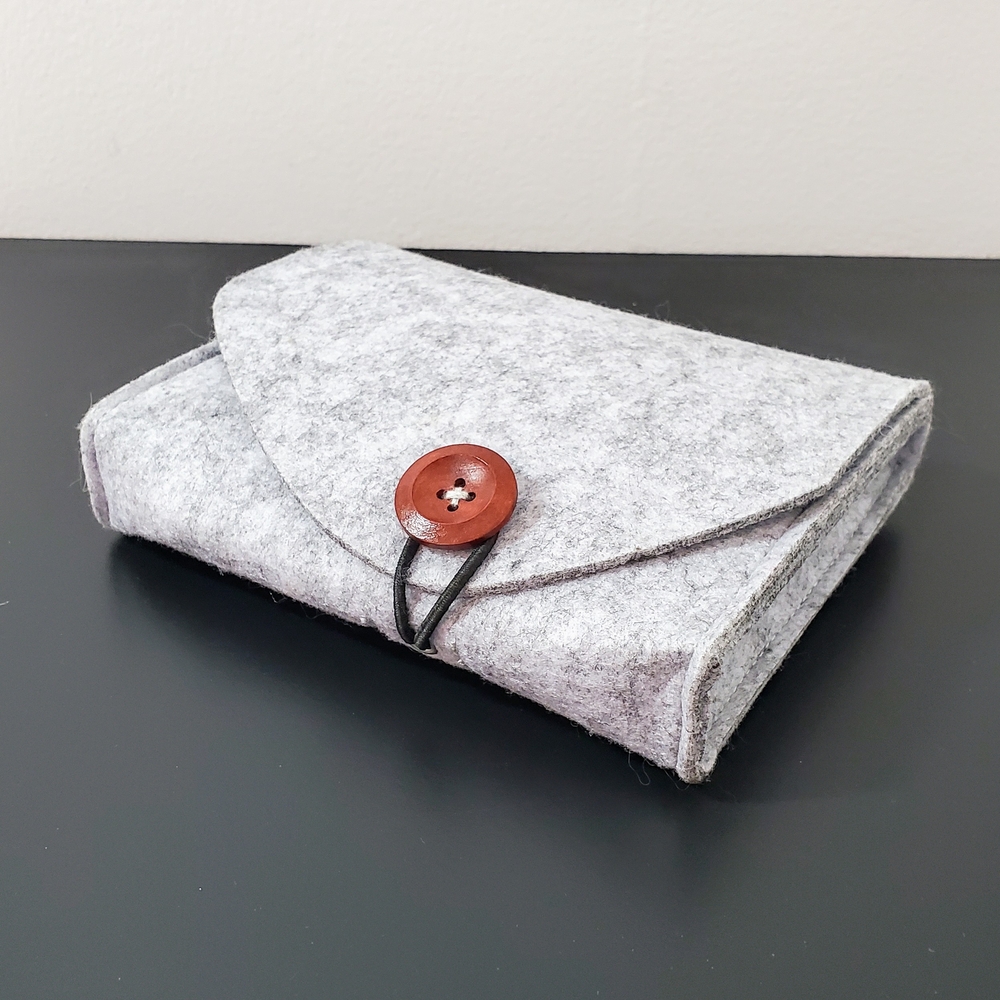 New Felt Travel Tech Storage Envelope Pouch Cable Organizer - Heather Gray